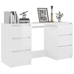 Avis Maison Chic Bureau,Table de travail,bureau de travail pour chambre Blanc brillant 140x50x77 cm Aggloméré -GKD35201