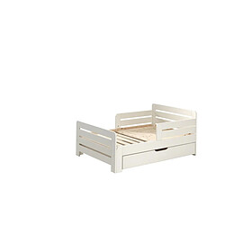 Mes Lit enfant évolutif 90x140/160/200 cm + tiroir en pin blanc - JUMPY