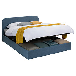 Avis Rendez Vous Deco Lit double Tilly avec coffre 140x190 cm en tissu bleu