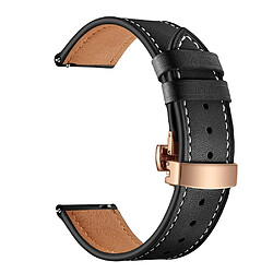 Acheter Bracelet en cuir véritable 22mm boucle papillon or rose/noir pour votre Huami Amazfit GTR 47mm