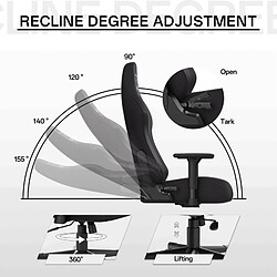 Chaise Gaming - Chaise de jeu - Chaise de bureau d'ordinateur Rattantree avec accoudoir 3D - Chaise de bureau à domicile ergonomique avec support à dossier haut - Chaise de jeu pour enfants adultes - Noir