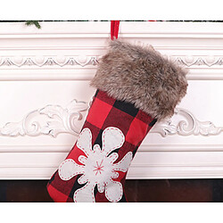 Avis C336 Christmas Rouge et Noir Gingham Snowflake Chaussettes Sac-cadeau Sac cadeau de Noël sac de bonbons Sac de bonbons Pendentif Décorations de Noël