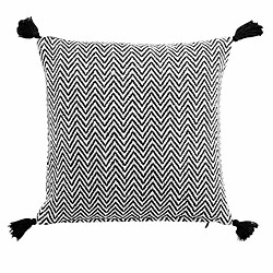 Paris Prix Coussin Déco à Pompons Basile 40x40cm Noir