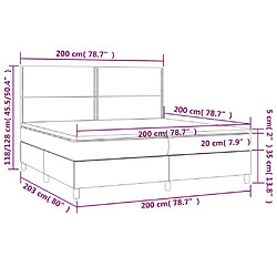 vidaXL Sommier à lattes de lit avec matelas Crème 200x200 cm Tissu pas cher