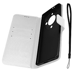 Avizar Étui Folio pour Honor Magic 5 Lite 5G Effet Croisillons avec Dragonne blanc