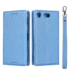 Etui en PU soie avec support bleu pour votre Sony Xperia XZ1 Compact