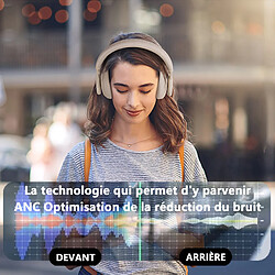 SUGIFT Casque Bluetooth sans Fil, casque stéréo circum-aural avec microphone intégré, réduction de bruit active (ANC) - Noir pas cher