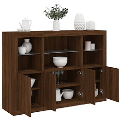 Maison Chic Lot de 3 Commode Buffet - Meuble de rangements avec lumières LED chêne brun bois d'ingénierie -GKD85367