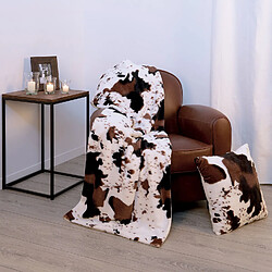 Atmosphera, Createur D'Interieur Plaid Vache - 130 x 160 cm - Blanc et marron