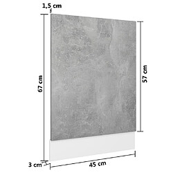 vidaXL Panneau de lave-vaisselle Gris béton 45x3x67 cm Aggloméré pas cher