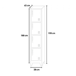 OFFICE24 Armoire métallique à 4 étagères 38x45 H190 avec serrure pour bureau Stromboli pas cher