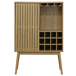 Pegane Buffet haut avec range bouteille avec 1 porte coulissante coloris naturel, pieds en bois - Longueur 80 x profondeur 40 x hauteur 120 cm