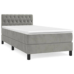 vidaXL Sommier à lattes de lit et matelas Gris clair 100x200cm Velours