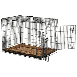 Acheter Pawhut Cage caisse de transport pliante pour chien poignée, plateau amovible, coussin fourni 91 x 61 x 67 cm noir