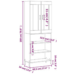 vidaXL Buffet haut Gris béton 69,5x34x180 cm Bois d'ingénierie pas cher