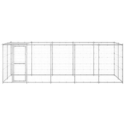 Helloshop26 Chenil extérieur cage enclos parc animaux chien extérieur acier galvanisé avec toit 12,1 m² 02_0000433