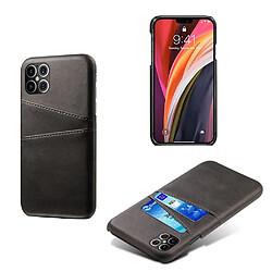 Coque en TPU + PU avec double porte-cartes noir pour votre Apple iPhone 12 Pro Max 6.7 pouces