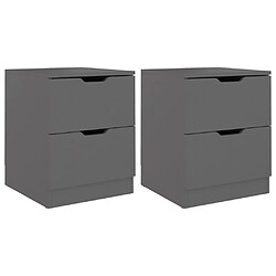 Maison Chic Lot de 2 Tables de chevet,Table de nuit,Table d'appoint pour salon Gris 40x40x50 cm Aggloméré -MN23151