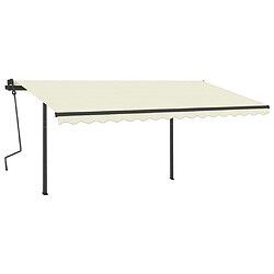 Maison Chic Auvent manuel rétractable,Store manuel de porte avec poteaux 4x3,5 m Crème -GKD49772