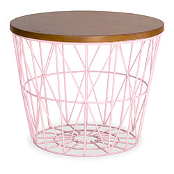 ICONIK INTERIOR Table d'appoint ronde - Design industriel - Bois et métal - Basker Rose