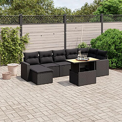 Maison Chic Ensemble Tables et chaises d'extérieur 8 pcs avec coussins,Salon de jardin noir résine tressée -GKD591413