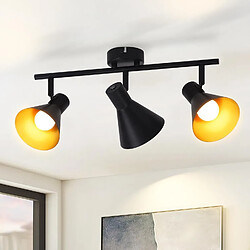 NETTLIFE 3 Spots de plafond cuisine noir vintage E14 pivotant à 330°spot industriel en métal pour salon chambre bureau couloir