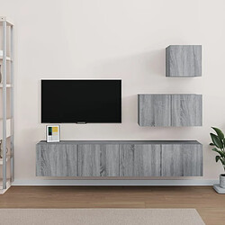 vidaXL Ensemble de meubles TV 4 pcs Sonoma gris Bois d'ingénierie