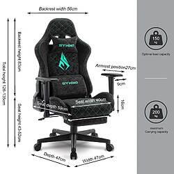 Vidaxl Chaise de bureau ergonomique symino FG Racing Seat Design 200 kg capacité portante chaise de jeu pivotante avec repose - pieds noir pas cher