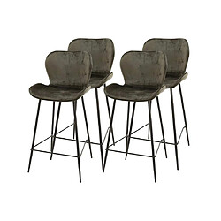 Lisa Design Basti - lot de 4 tabourets de bar - en velours gris