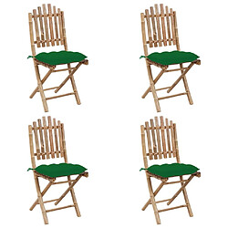 Avis Maison Chic Mobilier à dîner 5 pcs pliable de jardin avec coussins - Ensemble table et chaises d'extérieur - Salon/Mobilier de jardin classique Bambou -MN26857