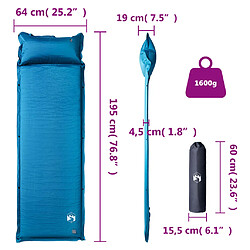 vidaXL Matelas de camping autogonflant oreiller 1 personne turquoise pas cher