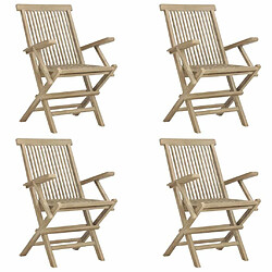 Acheter Maison Chic Salon de jardin 5 pcs - Table et chaises d'extérieur - Mobilier/Meubles de jardin Moderne gris bois de teck massif -MN80460