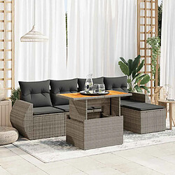 vidaXL Salon de jardin 6 pcs avec coussins gris résine tressée