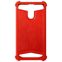 Avizar Coque Smartphone 4.3'' à 4.7'' Silicone Gel Coins Renforcés Dos Effet Cuir Rouge