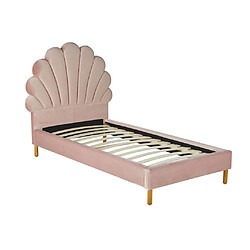 Vente-Unique Lit coquillage 90 x 190 cm - Velours - Rose + Matelas - MOANA