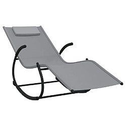 Maison Chic Chaise longue à bascule | Bain de soleil Relax | Transat gris acier et textilène -GKD17066