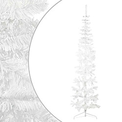 vidaXL Demi sapin de Noël artificiel mince avec support Blanc 240 cm