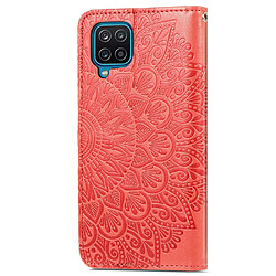 Etui en PU motif plume avec support rouge pour votre Samsung Galaxy A12