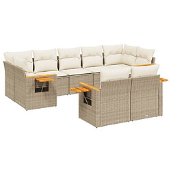 Maison Chic Salon de jardin avec coussins 9 pcs | Ensemble de Table et chaises | Mobilier d'Extérieur beige résine tressée -GKD77924