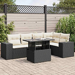 vidaXL Salon de jardin 6 pcs avec coussins noir résine tressée