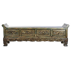 Pegane Banquette en bois orme vieilli - longueur 179 x Profondeur 43 x hauteur 58 cm