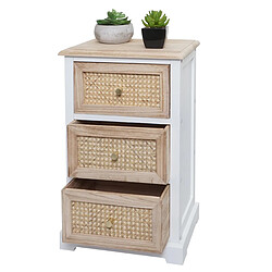 Decoshop26 Commode armoire à tiroirs en bois rotin 63x40x28 cm blanc couleur naturelle 04_0006508