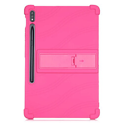 Coque en silicone Multicolore avec béquille coulissante rose pour votre Samsung Galaxy Tab S7 Plus