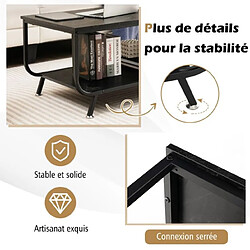 Acheter Helloshop26 Table basse à 2 niveaux avec plateau imitation marbre 105 x 55 x 46,5 cm table de salon moderne avec structure en métal noir 20_0005988