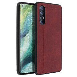 Avizar Coque Oppo Find X2 Neo Rigide Contour Bumper Silicone Effet Cuir Rouge