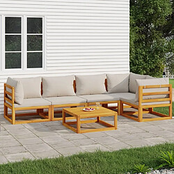 Maison Chic Salon de jardin 6 pcs + coussins - Mobilier/Meubles de jardin - Table et chaises d'extérieur gris clair bois massif -MN52478