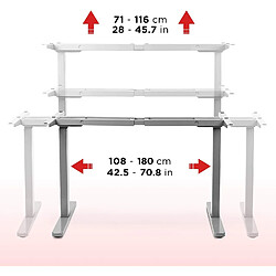 Avis Duronic Bureau Assis-Debout Gris TM22 GY | Structure de Bureau à Hauteur Ajustable 71–116 cm | Électrique | Sauvegarde des Tailles | Max 100 kg | Station Ergonomique | Plateau Disponible séparément