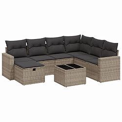 Maison Chic Ensemble Tables et chaises d'extérieur 8 pcs avec coussins,Salon de jardin gris résine tressée -GKD909205