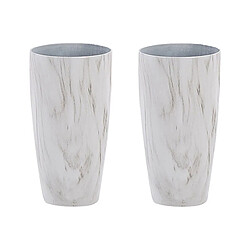 Beliani Lot de 2 pots de fleurs effet marbre d 23 cm LIMENARI