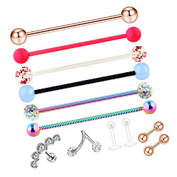 1 Set Nez Lèvre Langue Sourcil Tragus Nombril Anneau Piercing Bijoux C-12pcs pas cher